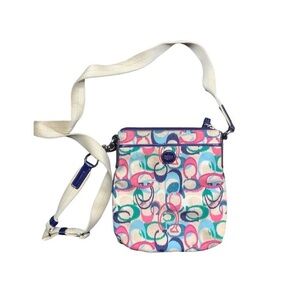 Coach Ikat Scribble Signature Multicolor Crossbody Purse Patent Leather